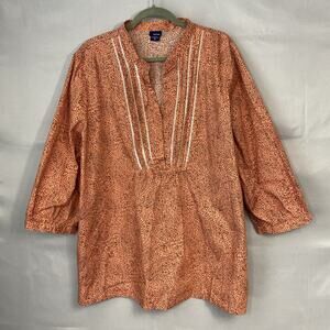 BASIC EDITIONS PLUS Top 3X Sequin Paisley 3/4 Slv Blouse Tunic Boho Pintuck